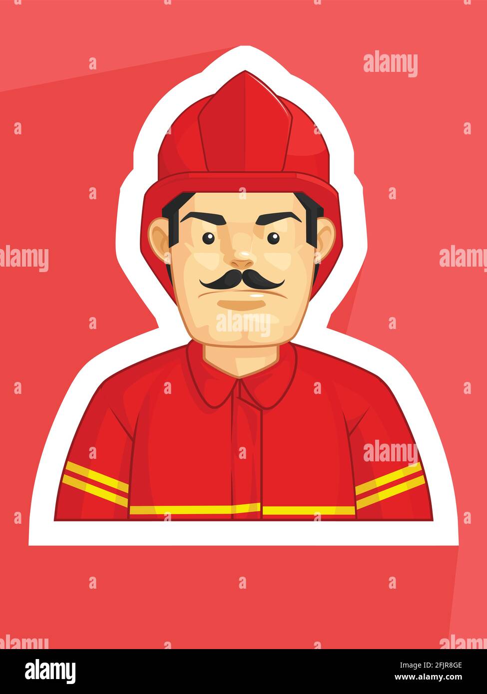 Mascot Fire Fighter Fireman Smoke Eater Perfil Avatar Cartoon Vector