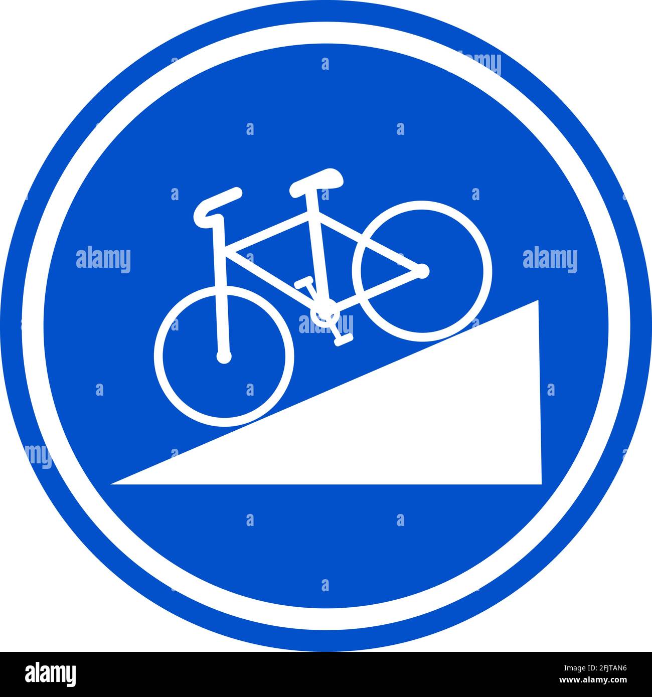 Baje la empinada señal de tráfico de la zona de la colina para ir en  bicicleta. Circule el fondo azul. Señales y seguridad vial Imagen Vector de  stock - Alamy