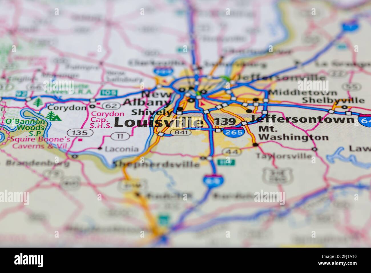 Mapa De Louisville Kentucky Louisville Kentucky Estados Unidos Y Las Áreas Circundantes Se Muestran En  Una Carretera Mapa O Mapa Geográfico Fotografía De Stock - Alamy
