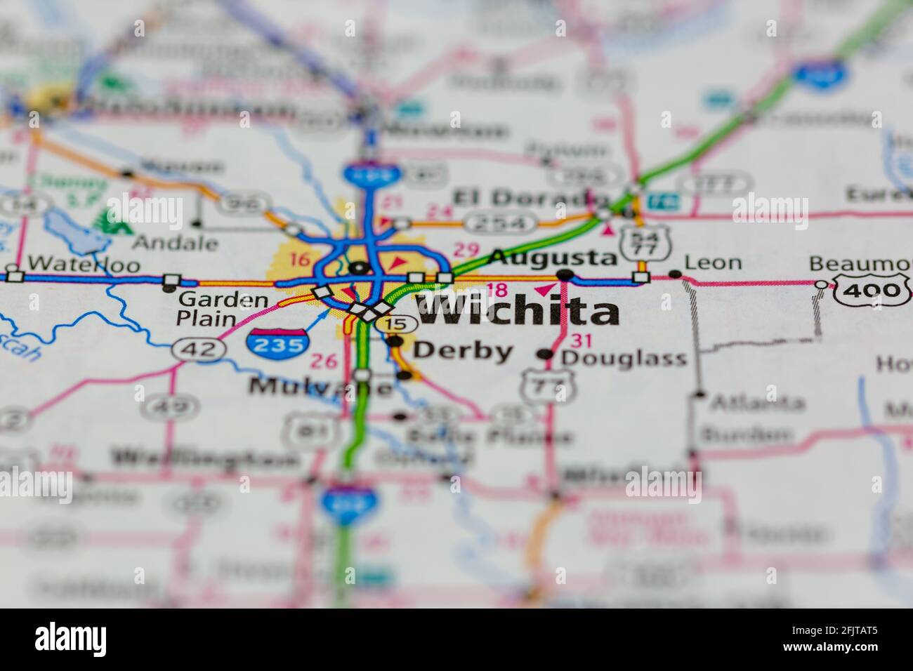 Mapa De Wichita Kansas Wichita Kansas Estados Unidos Y Las Zonas De Los Alrededores Se Muestran En  Una Carretera Mapa O Mapa Geográfico Fotografía De Stock - Alamy