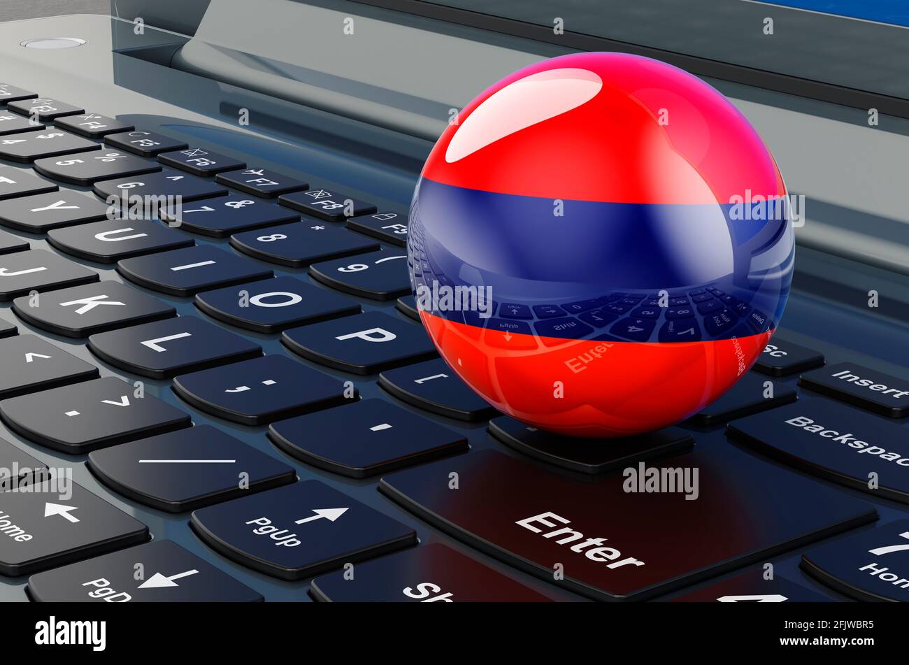 Bandera armenia en el teclado del portátil. Negocio en línea, e-educación,  compras en Armenia concepto. 3D renderizado Fotografía de stock - Alamy