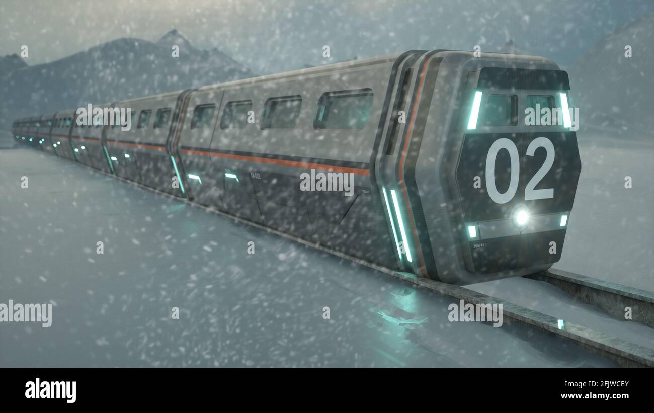 3d render. Tren rompehielos y concepto Foto de stock