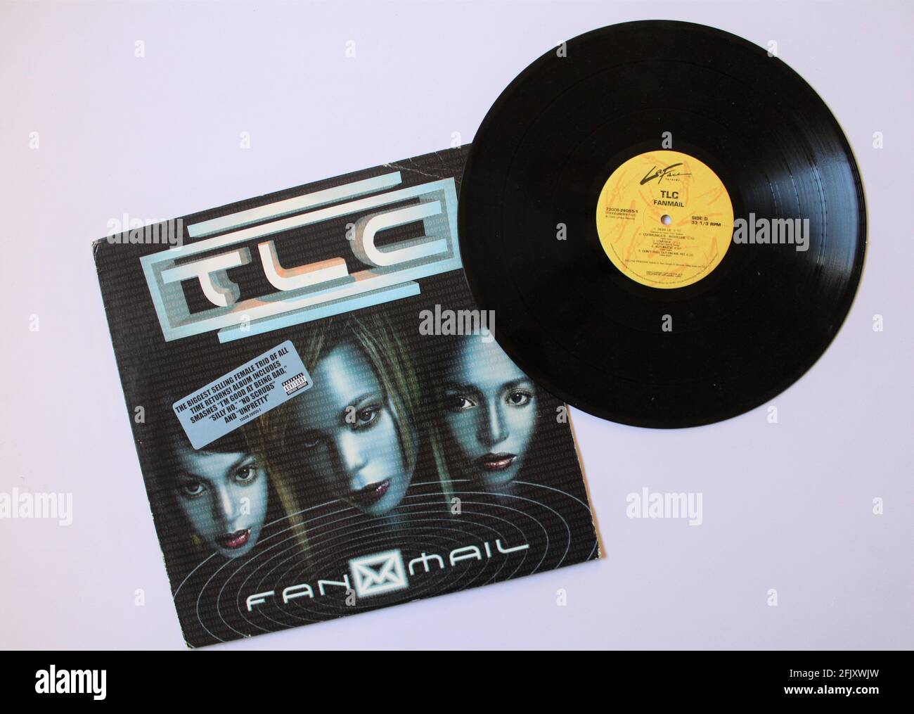 Banda R&B, álbum de música TLC en disco LP de vinilo. Título: Fan Mail Foto de stock