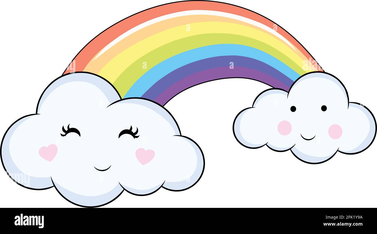 Lindo arco iris feliz ilustración de dibujos animados Imagen Vector de  stock - Alamy