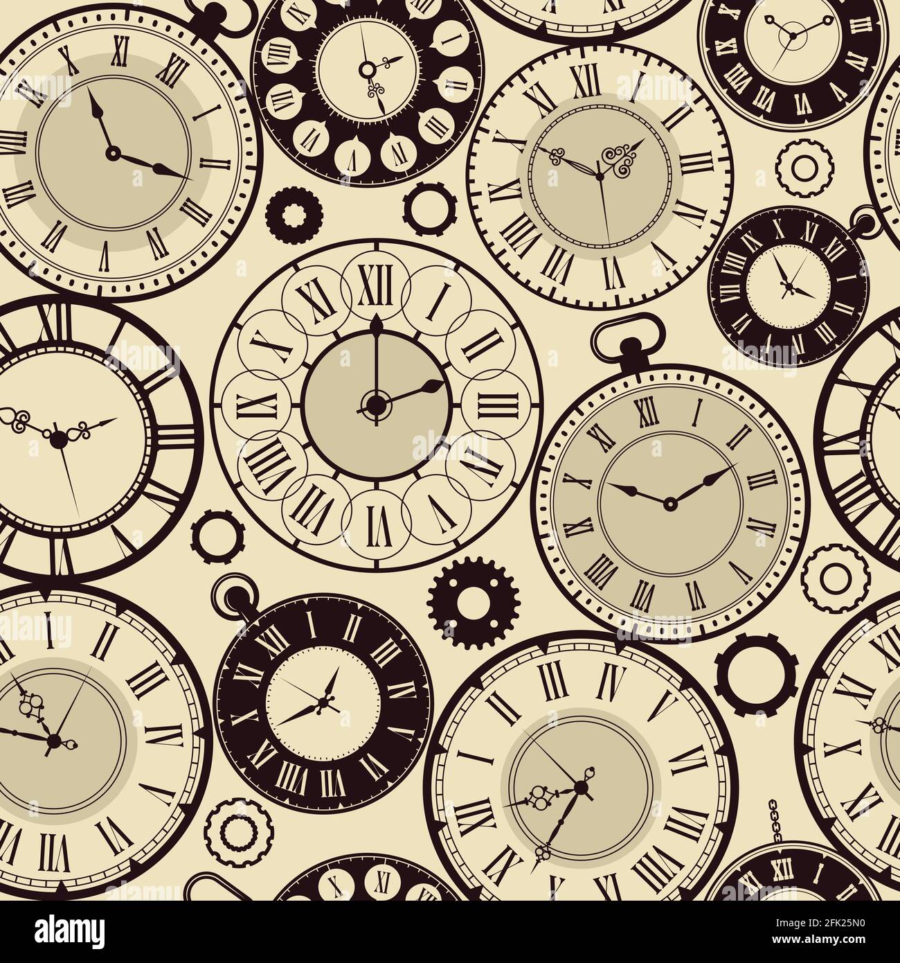 Patrón de reloj vintage. Viejo retro relojes vector sin costuras vector de  fondo vector rápido concepto de tiempo Imagen Vector de stock - Alamy