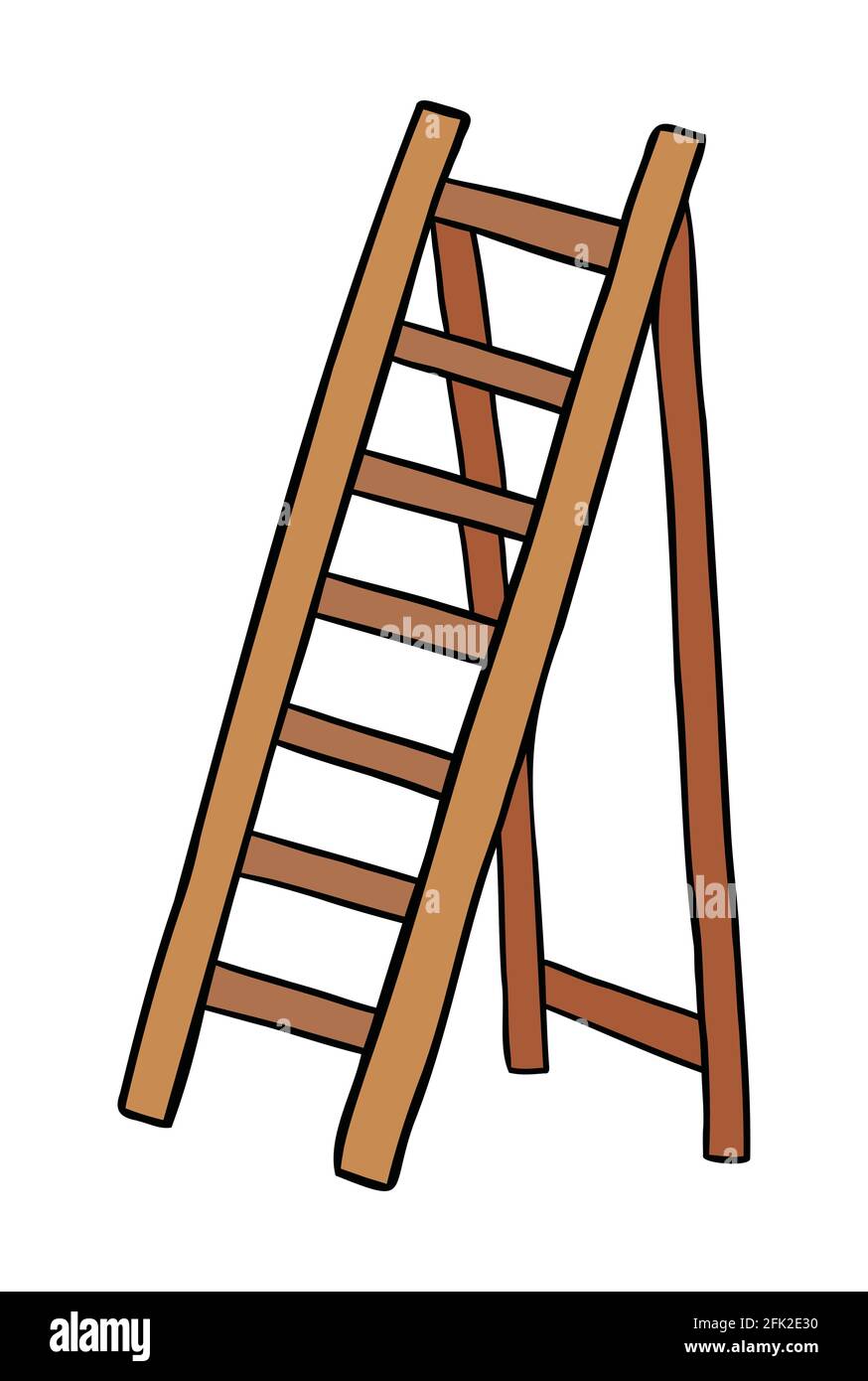 Indígena Significativo notificación Ilustración de vector de dibujos animados de escalera de madera. Contornos  en color y negro Imagen Vector de stock - Alamy