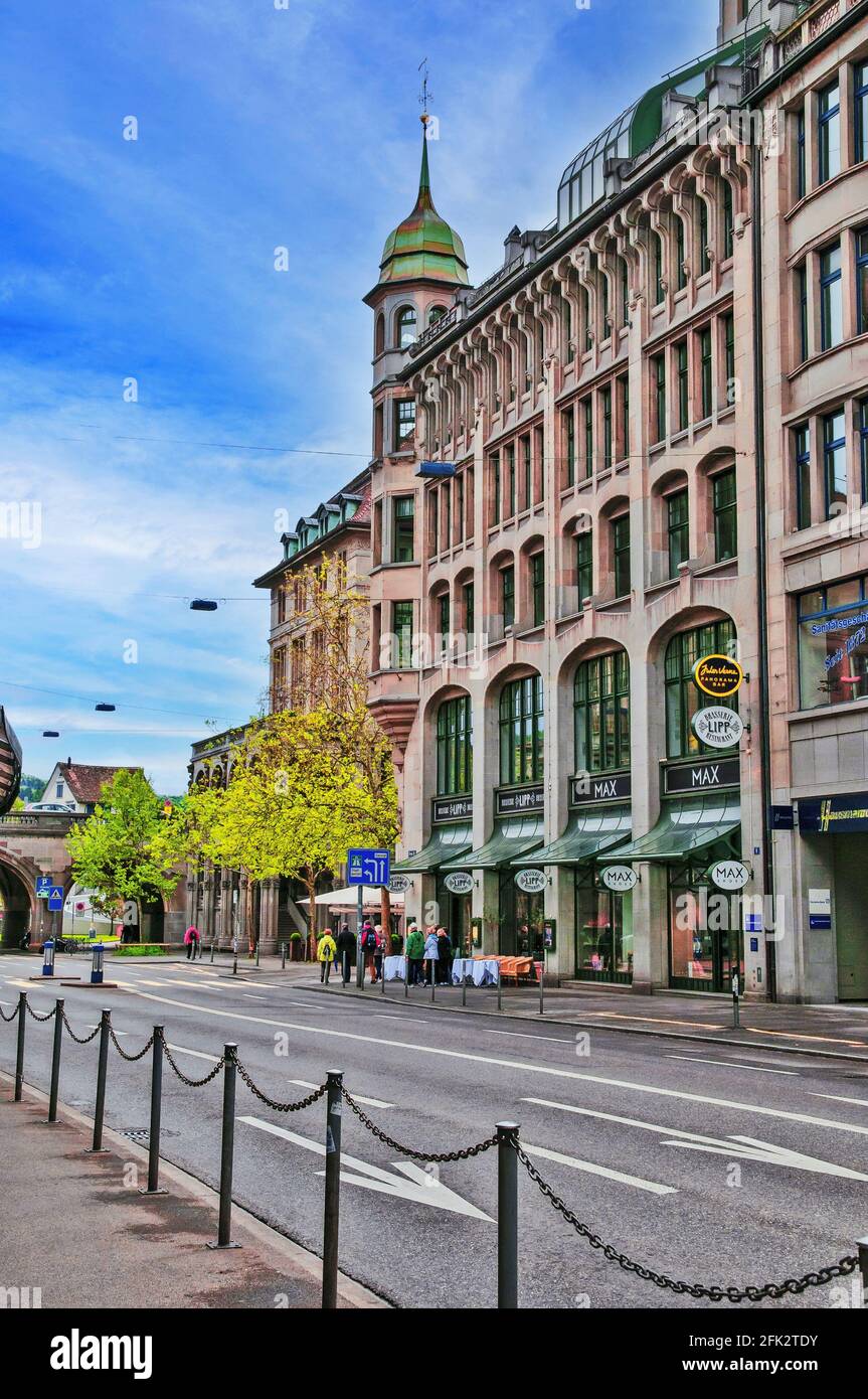 Calle Zurich, Zurich, Suiza, Europa Foto de stock