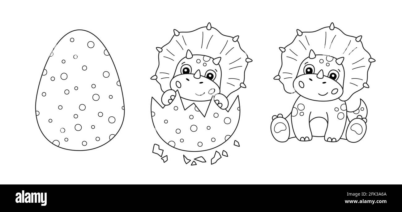 Huevo de dinosaurio y lindo dinosaurio pequeño para niños libro para  colorear. Trideratops bebé. Juegos de rompecabezas para niños Imagen Vector  de stock - Alamy