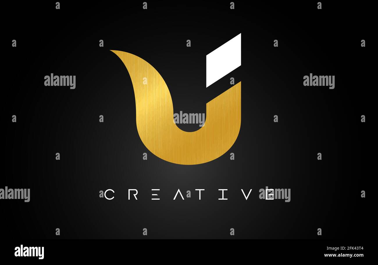 U Logotipo De Letra Dorada Con Aspecto Moderno Creativo Y Textura 