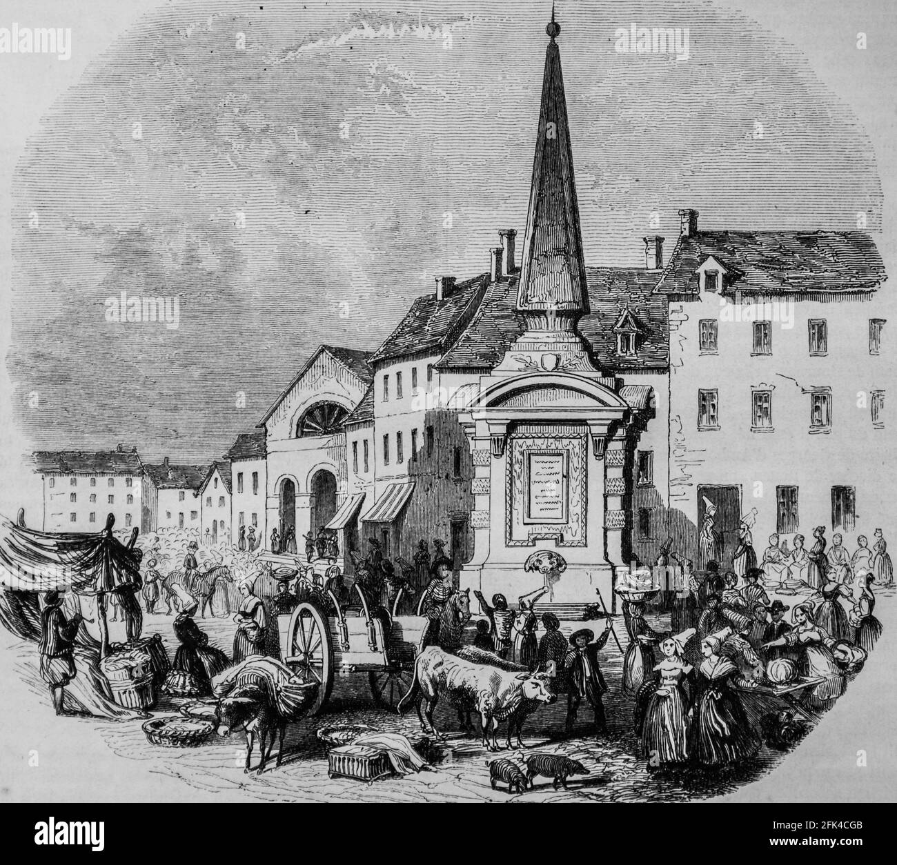 le marche de gournay ,le magazin pittoresque,editeur edouard charton, 1860 Foto de stock