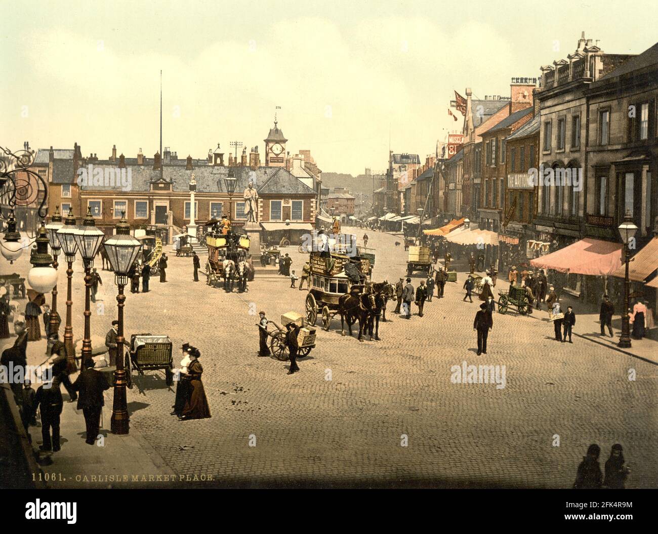 Carlisle Market Place en Cumbria alrededor de 1890-1900 Foto de stock