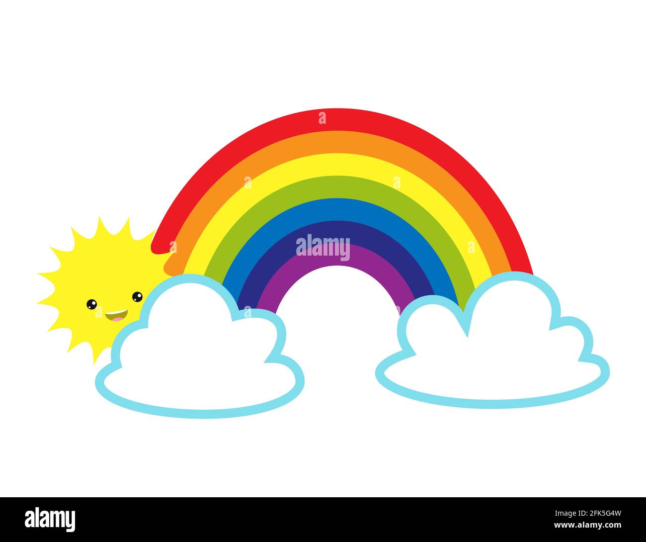 Arco iris multicolor para niños. Estilo plano de dibujos animados.  Ilustración vectorial Fotografía de stock - Alamy