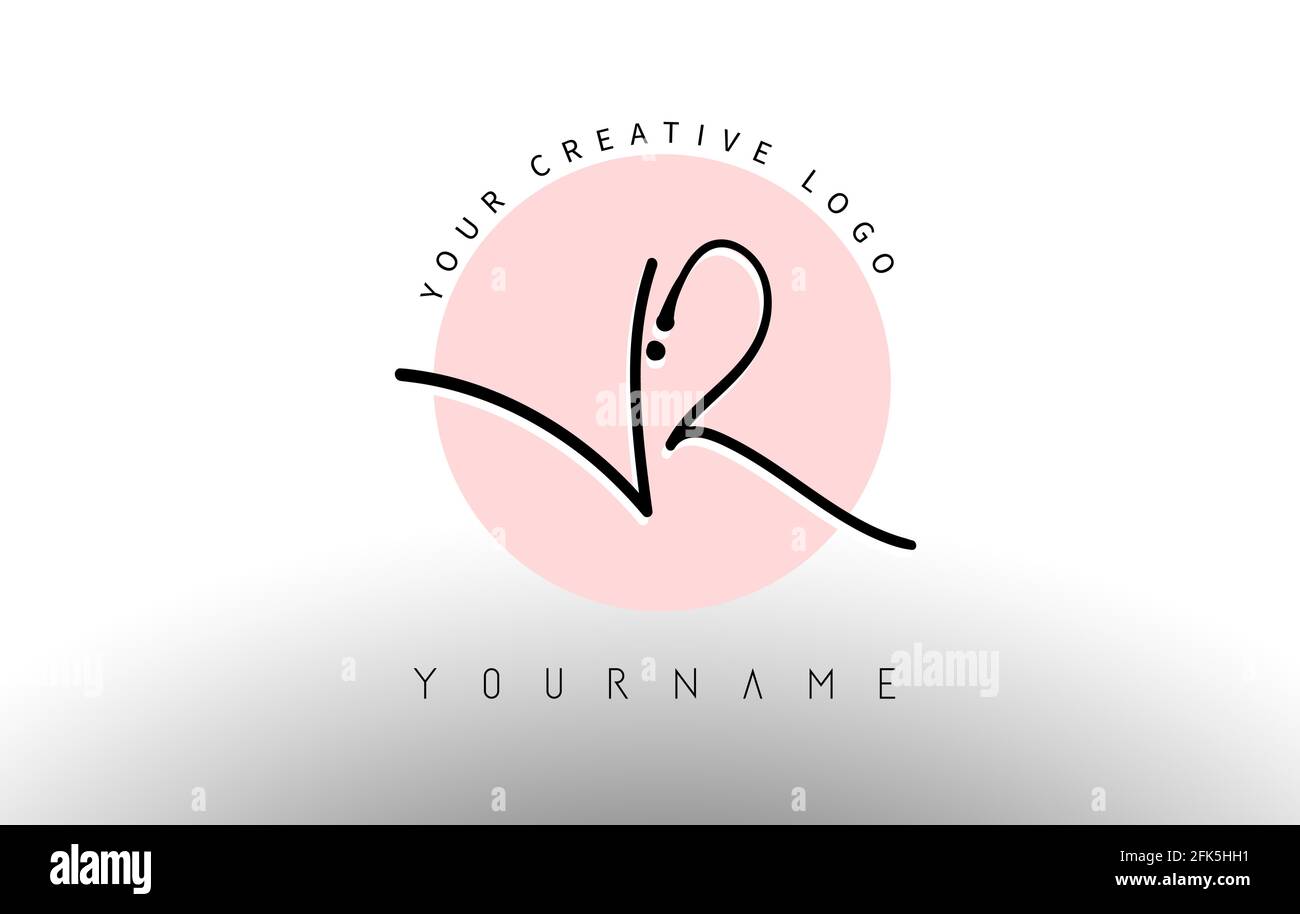 Letras manuscritas VR v r Logotipo con letras redondeadas y diseño de fondo  de círculo rosa. Ilustración de vector de sello creativo con letras V y R  Imagen Vector de stock - Alamy