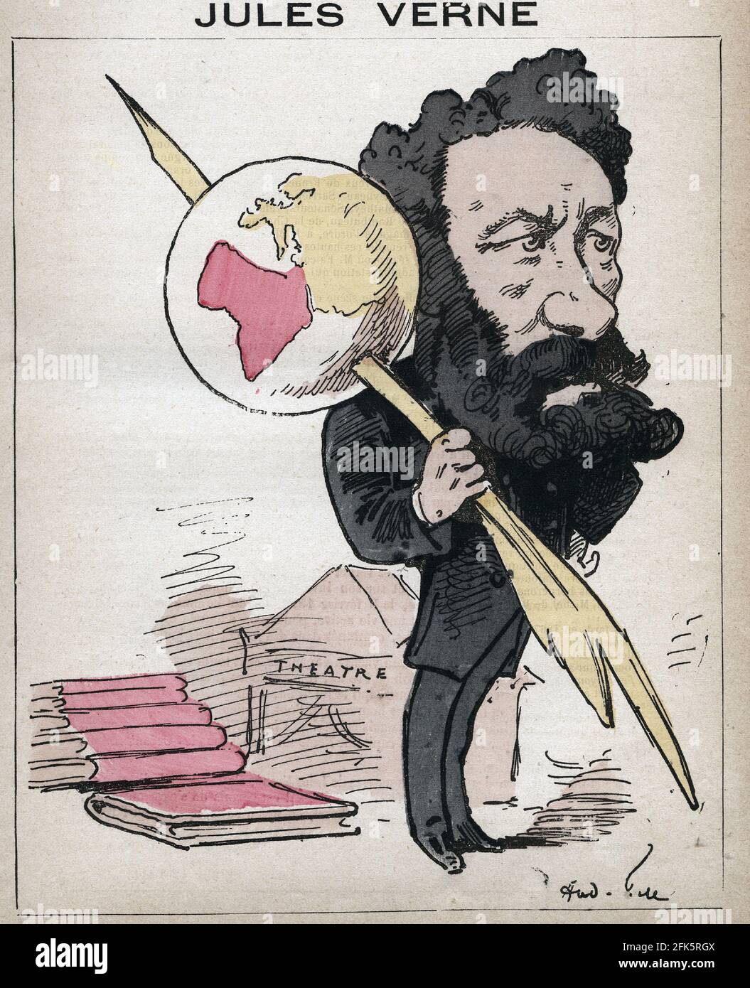 Jules Verne (1828-1905) de 'Les Hommes d'aujourd'hui' de Andre Gill Foto de stock