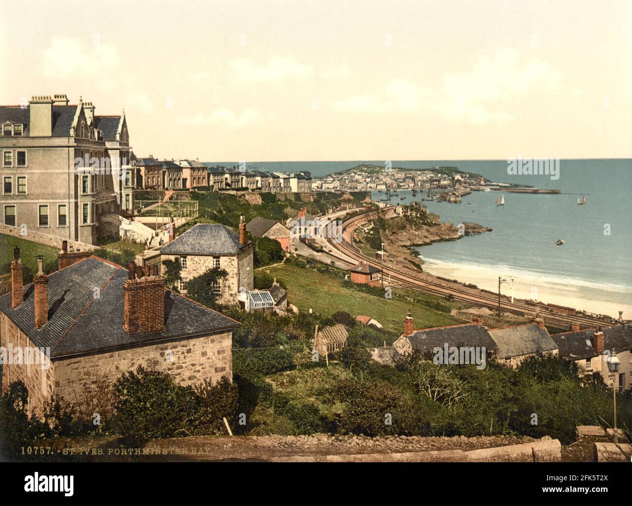 Porthminster Bay St Ives en Cornwall alrededor de 1890-1900 Foto de stock