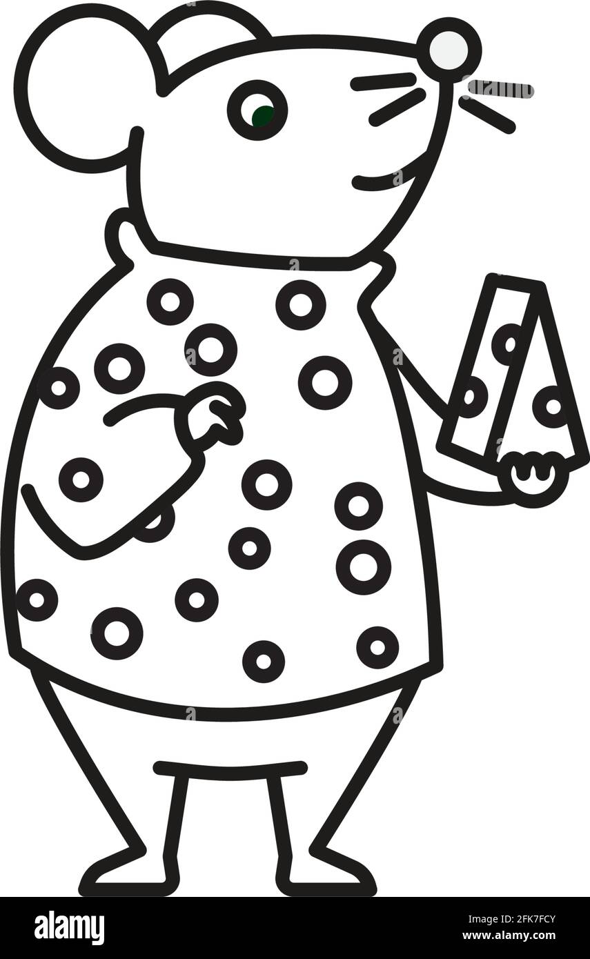 Ratón con suéter con dibujo de queso línea vectorial de carácter de dibujos  animados Icono del Fancy Rat Mouse Day el 12 de noviembre Imagen Vector de  stock - Alamy