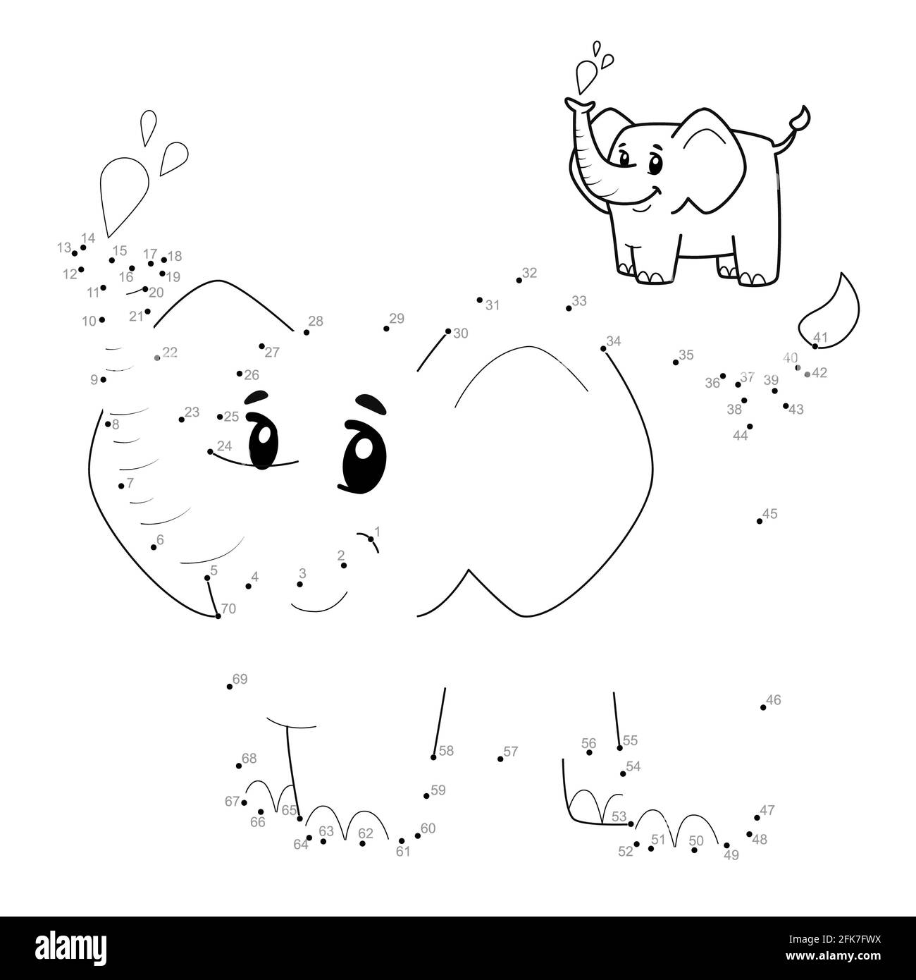 Ilustración de juego de rompecabezas para niños con lindo elefante