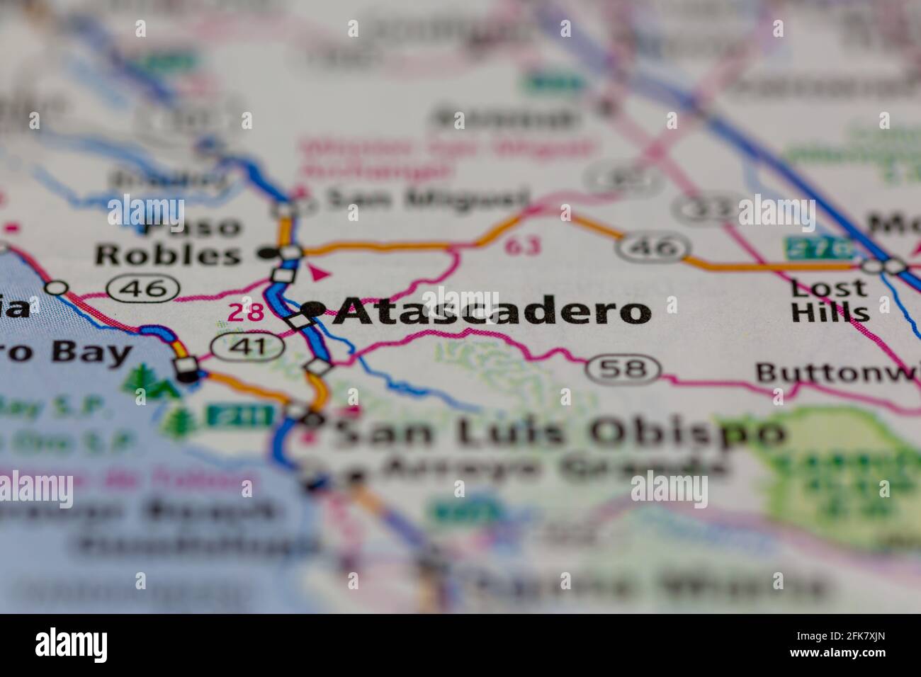 Atascadero California USA mostrado en un mapa geográfico o carretera