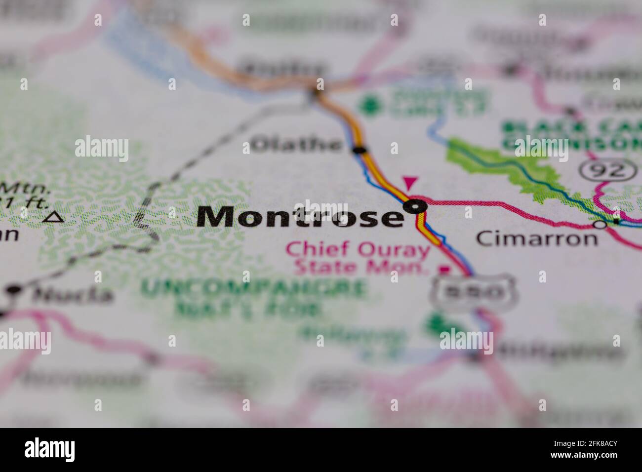 Montrose Colorado USA se muestra en un mapa geográfico o en una