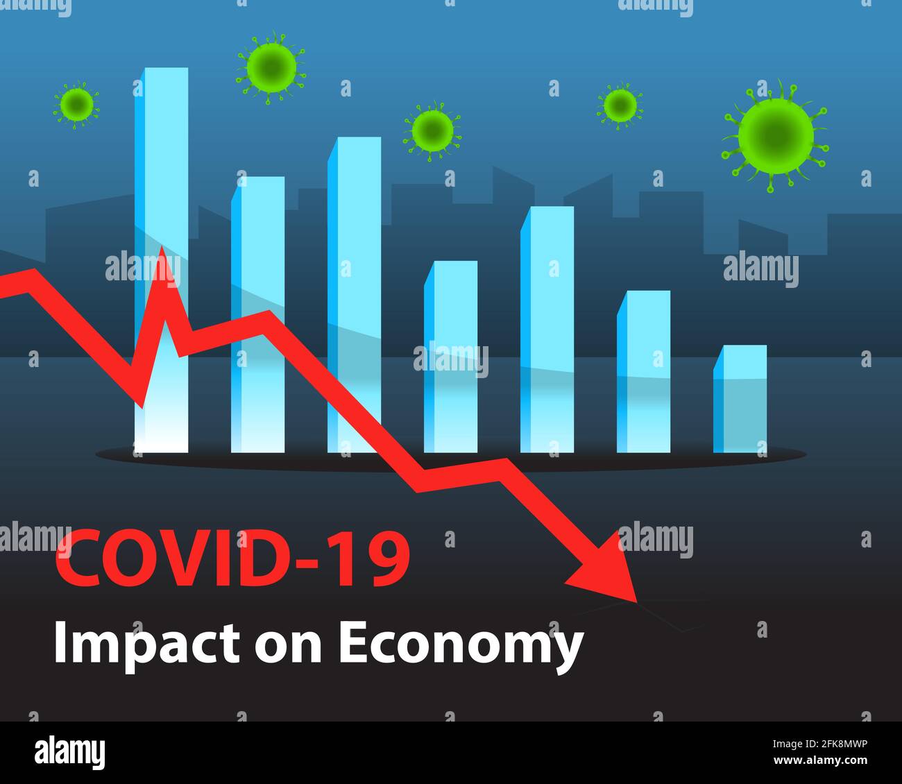 Impacto en la economía mundial debido al coronavirus. Ganaremos la lucha contra Covid-19 social media post. Ilustración vectorial Ilustración del Vector
