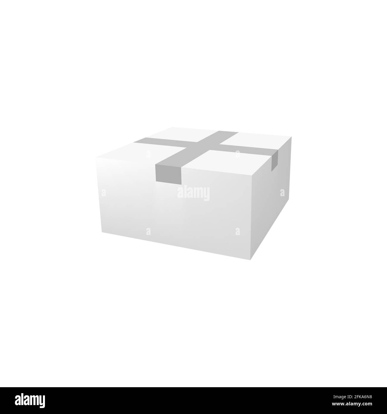 Caja realista 3D maqueta, caja de cartón blanco en blanco envuelto con  cinta. Caja: Paquete de papel cerrado o plantilla de paquete de entrega,  presente, comida o cosme Imagen Vector de stock -