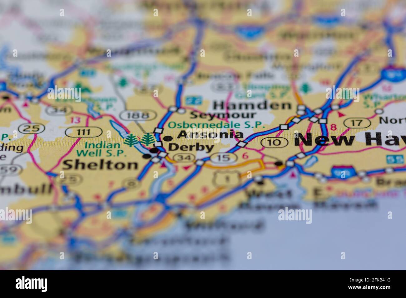 Ansonia Connecticut USA se muestra en un mapa geográfico o en una