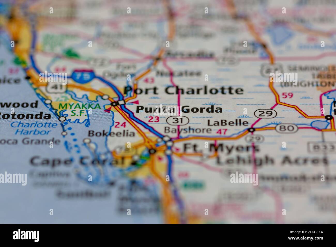 Punta Gorda Florida Mapa Punta Gorda Florida Usa Mostrado En Un Mapa Geográfico O. Hoja De Ruta  Fotografía De Stock - Alamy