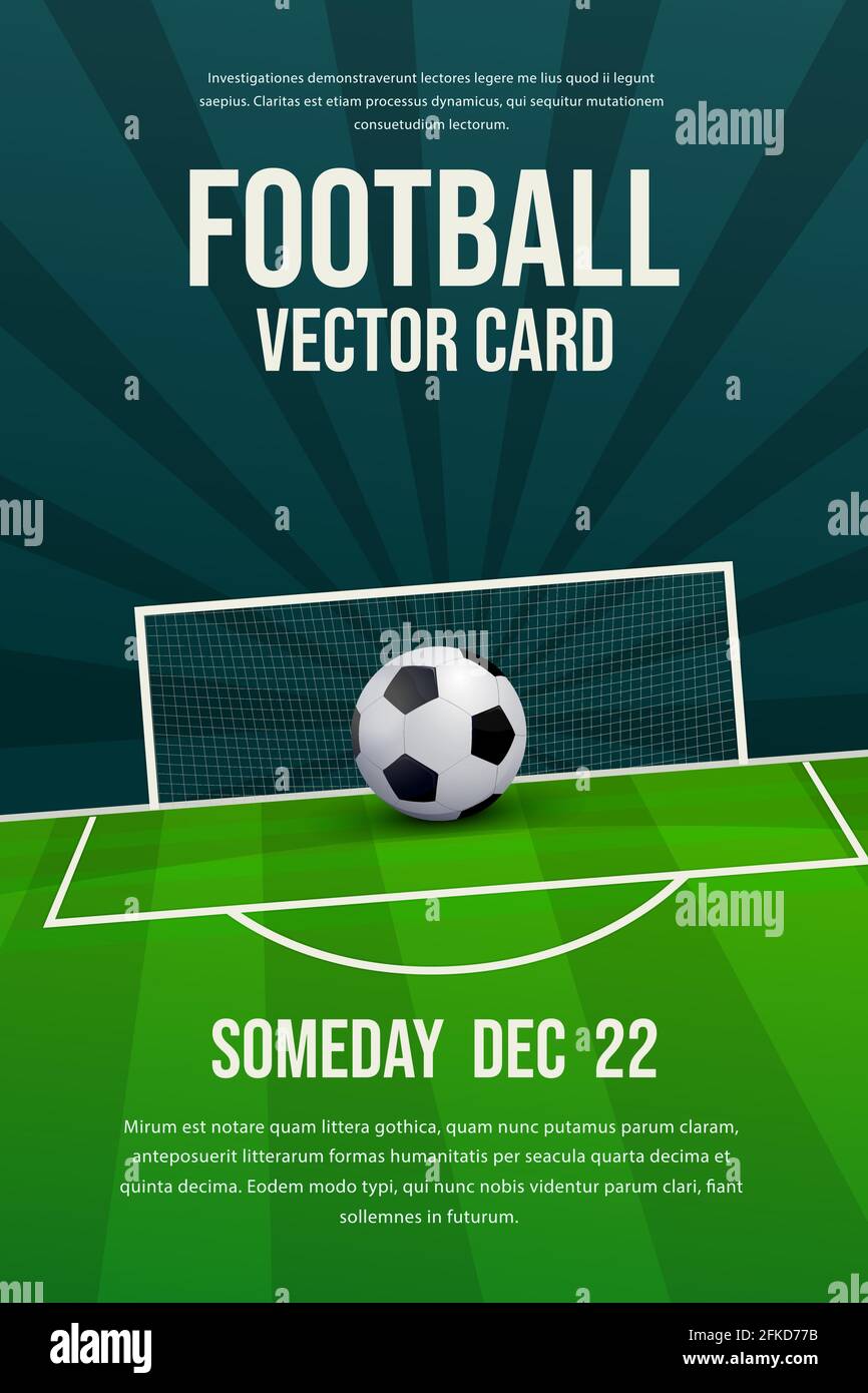 Fútbol, flyer de fútbol, diseño de póster, vector de invitación deportiva  editable template.Ball con campo de fútbol y post fondo Imagen Vector de  stock - Alamy