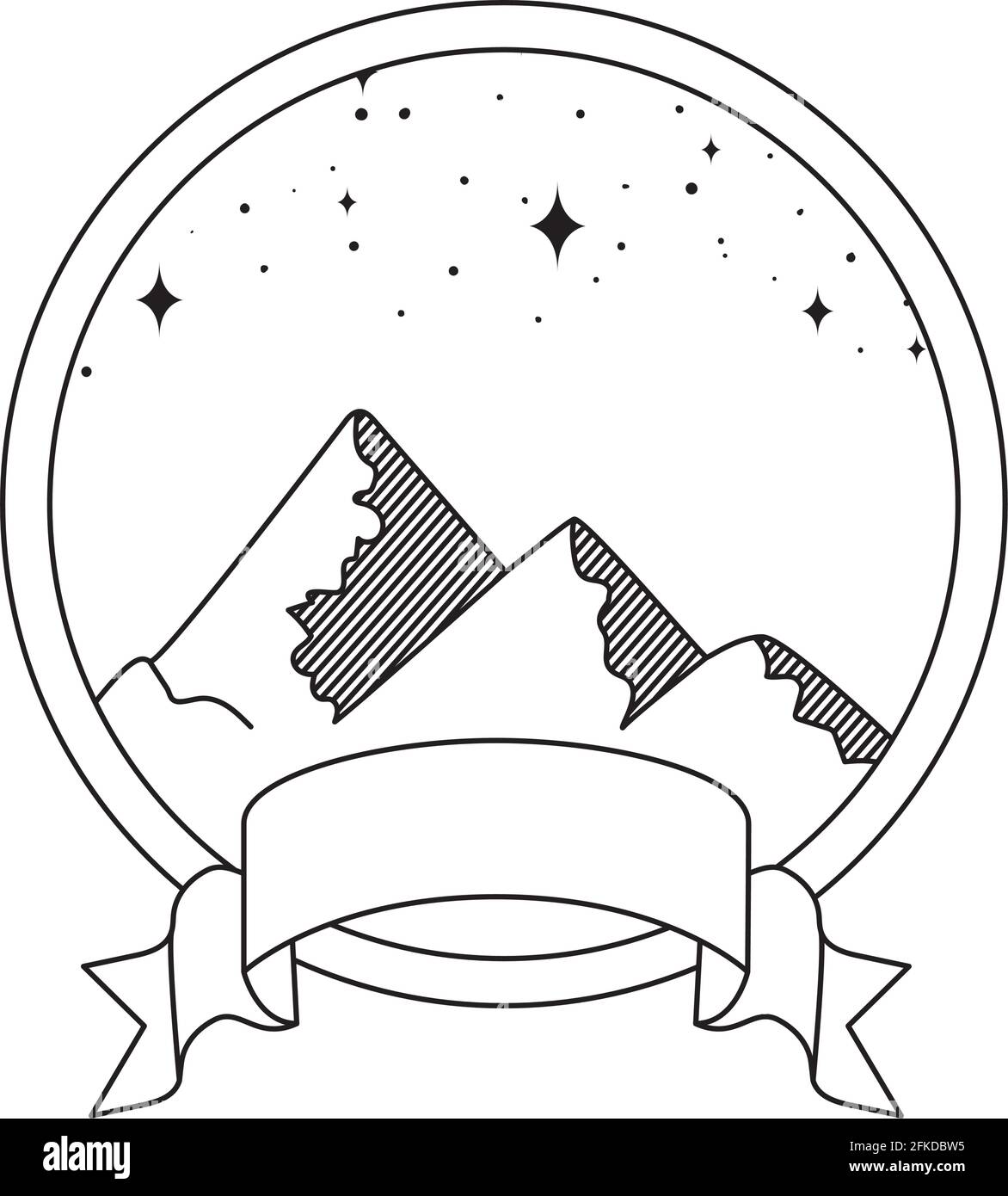 lindo emblema de las montañas Ilustración del Vector