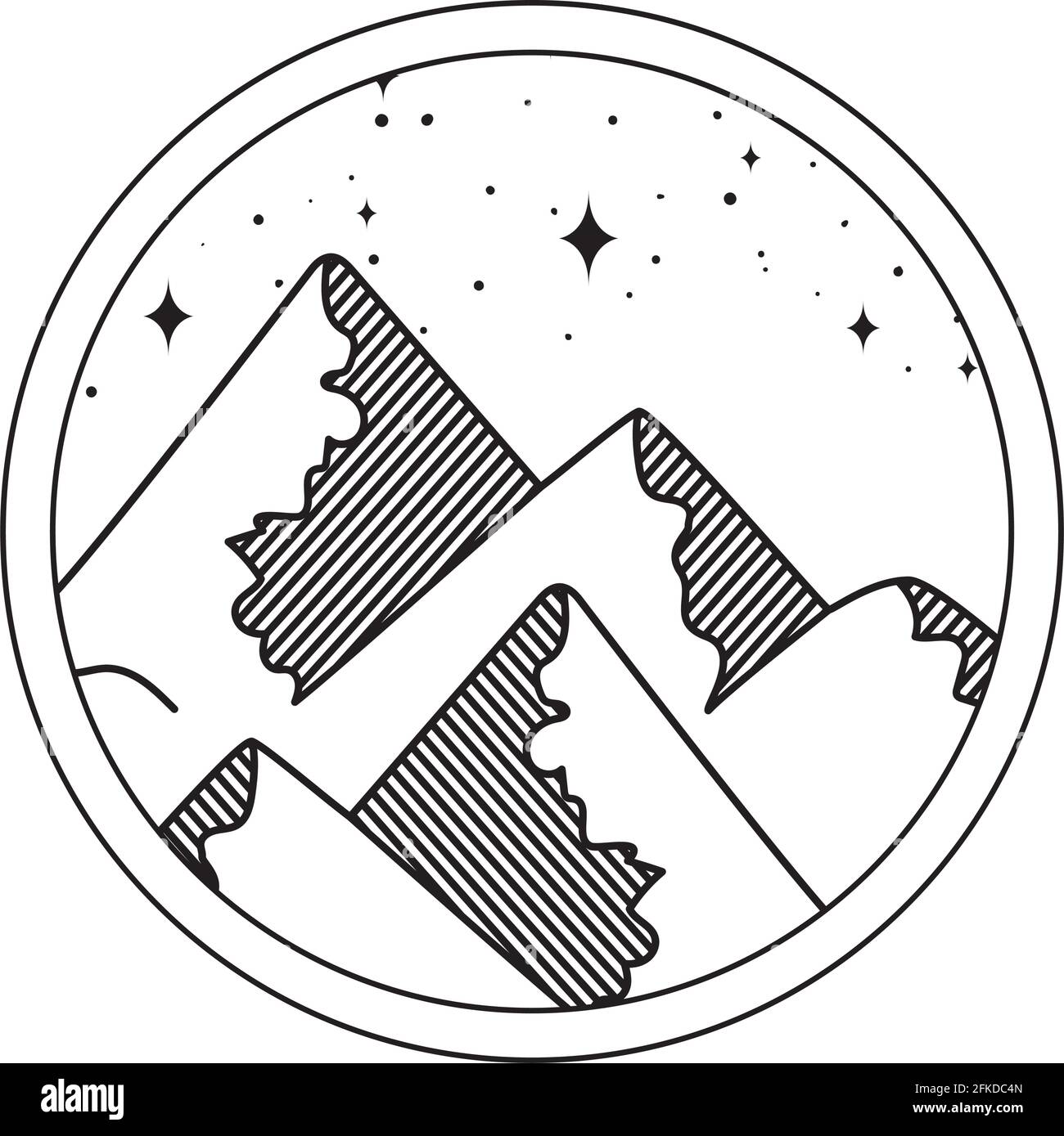 emblema de las siluetas de las montañas Ilustración del Vector