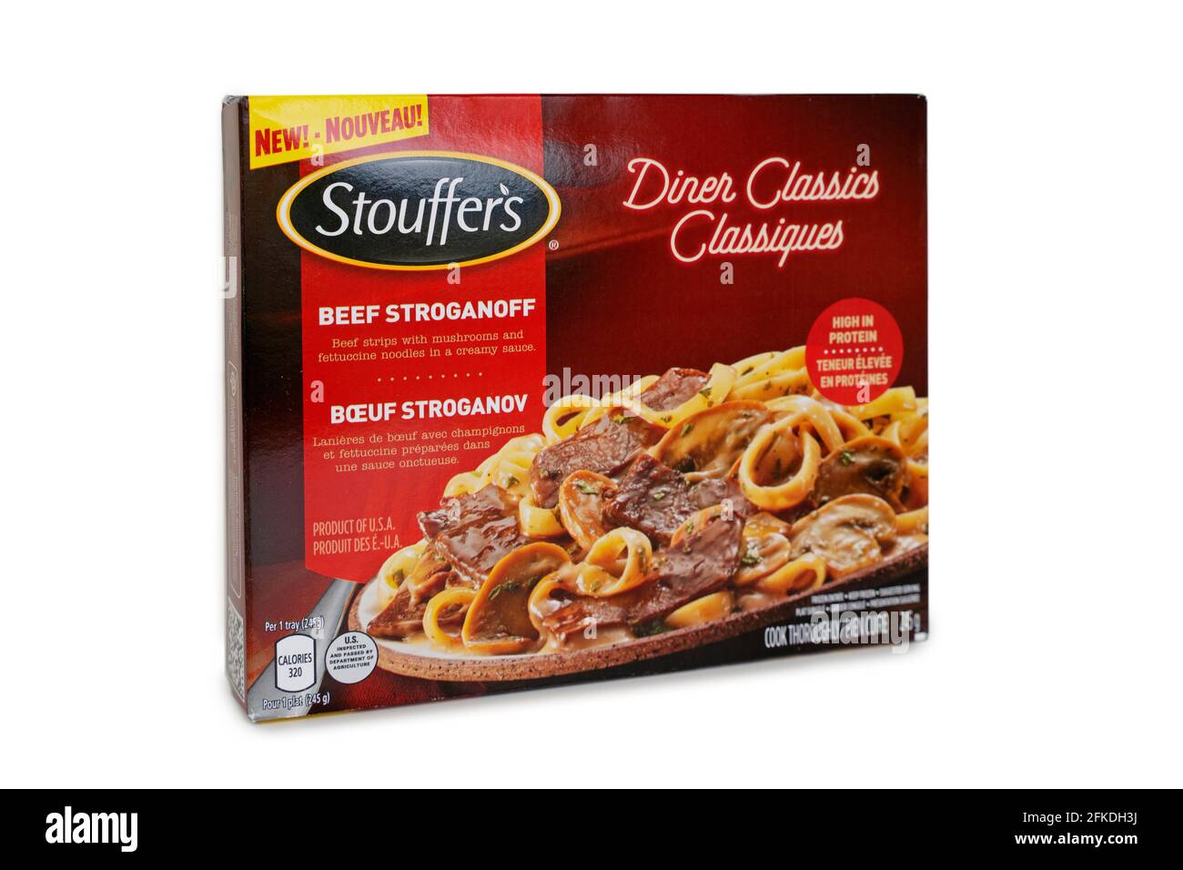 Stouffer's Beef Stroganoff, paquete de cena helada Foto de stock