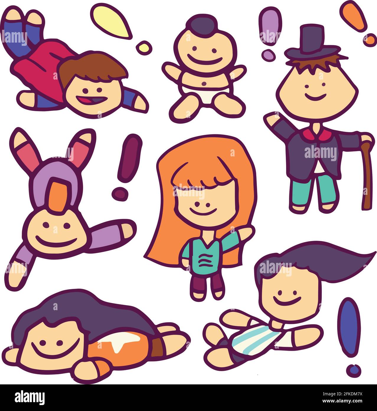 Conjunto de pequeños personajes de dibujos animados posando de forma diferente con una cara feliz y sonriente. Ilustración vectorial aislada digital de colores planos Imagen Vector de stock - Alamy Conjunto de pequeños personajes de dibujos animados posando de forma diferente con una cara feliz y sonriente. Ilustración vectorial aislada digital de colores planos Imagen Vector de stock - Alamy