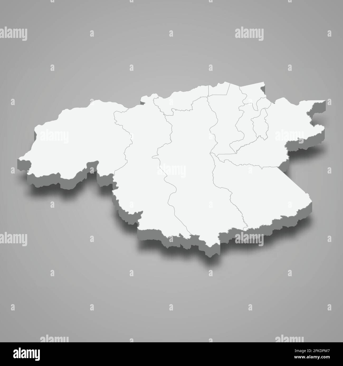 3D El mapa isométrico de Bolívar es un estado de Venezuela, ilustración vectorial Imagen Vector