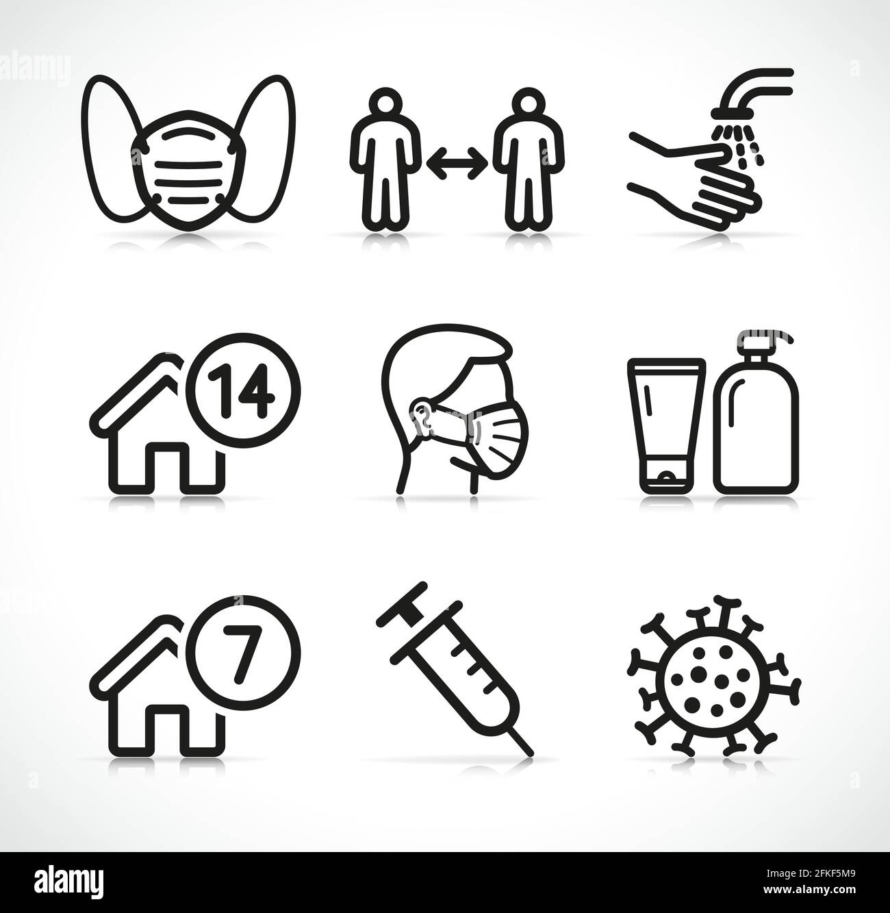 Ilustración vectorial del conjunto de iconos de instrucciones para epidemias Ilustración del Vector