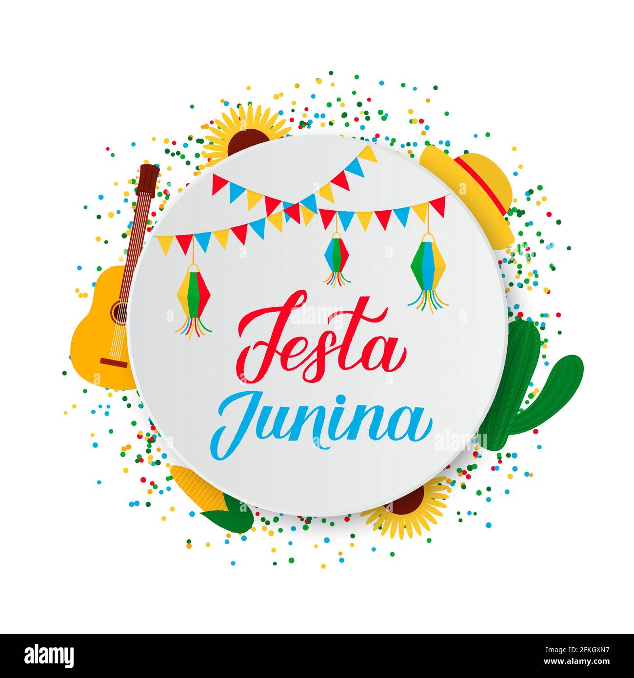 Festa Junina letras con banderas y