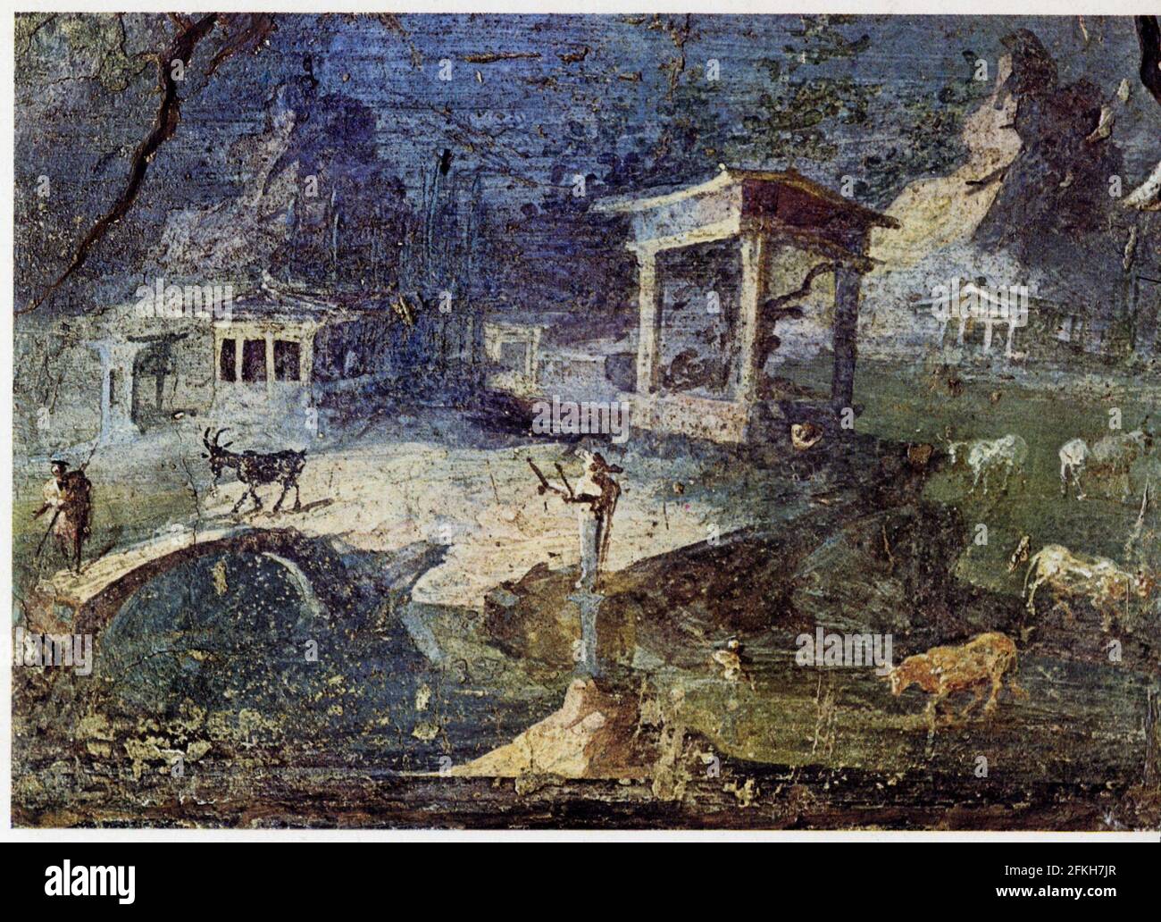 Paysage idyllique.Fresque de Pompéi Foto de stock