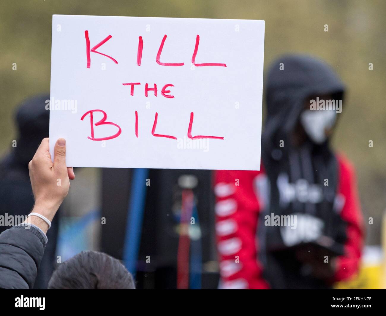 Las multitudes reúnen el proyecto de ley de Matar a la protesta contra la ley de policía y crimen que el gobierno pasó a la ley en el Reino Unido. Foto de stock