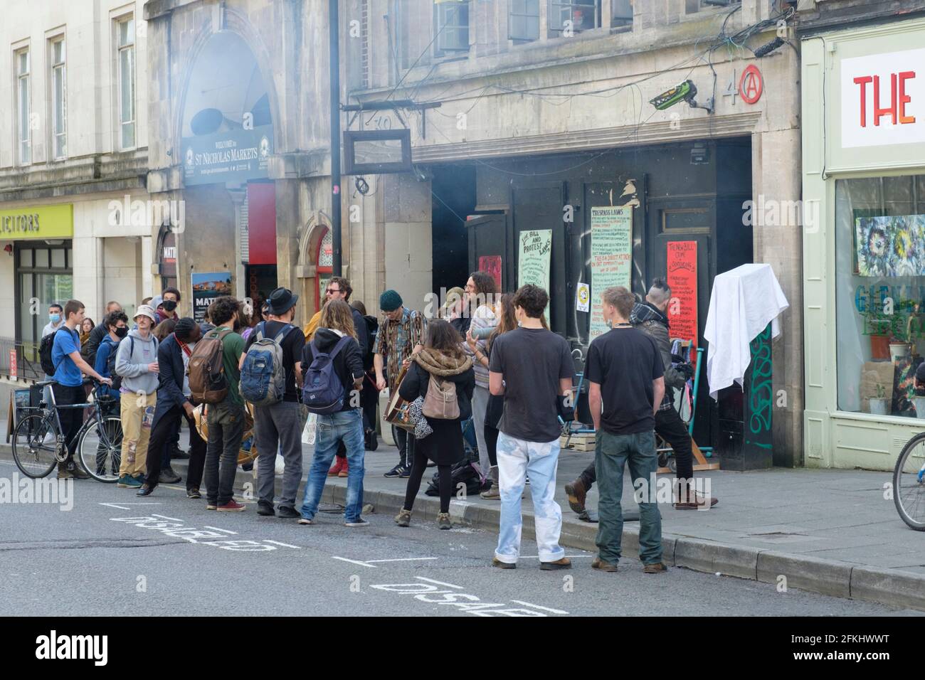 Ocupantes anarquistas en Bristol. Foto de stock