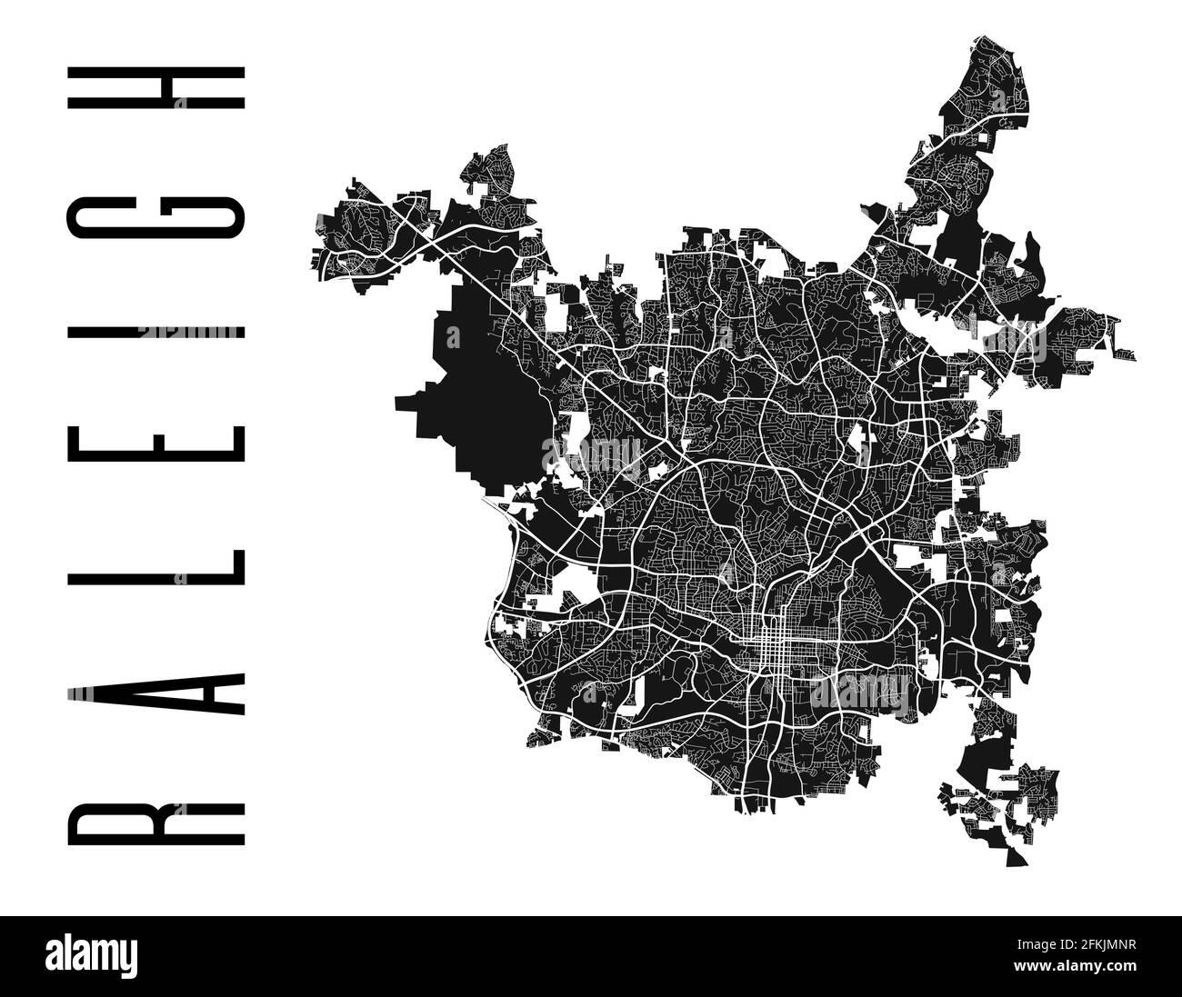 Mapa De Raleigh Mapa Vectorial Detallado Del área Administrativa De La Ciudad De Raleigh Vista 9863