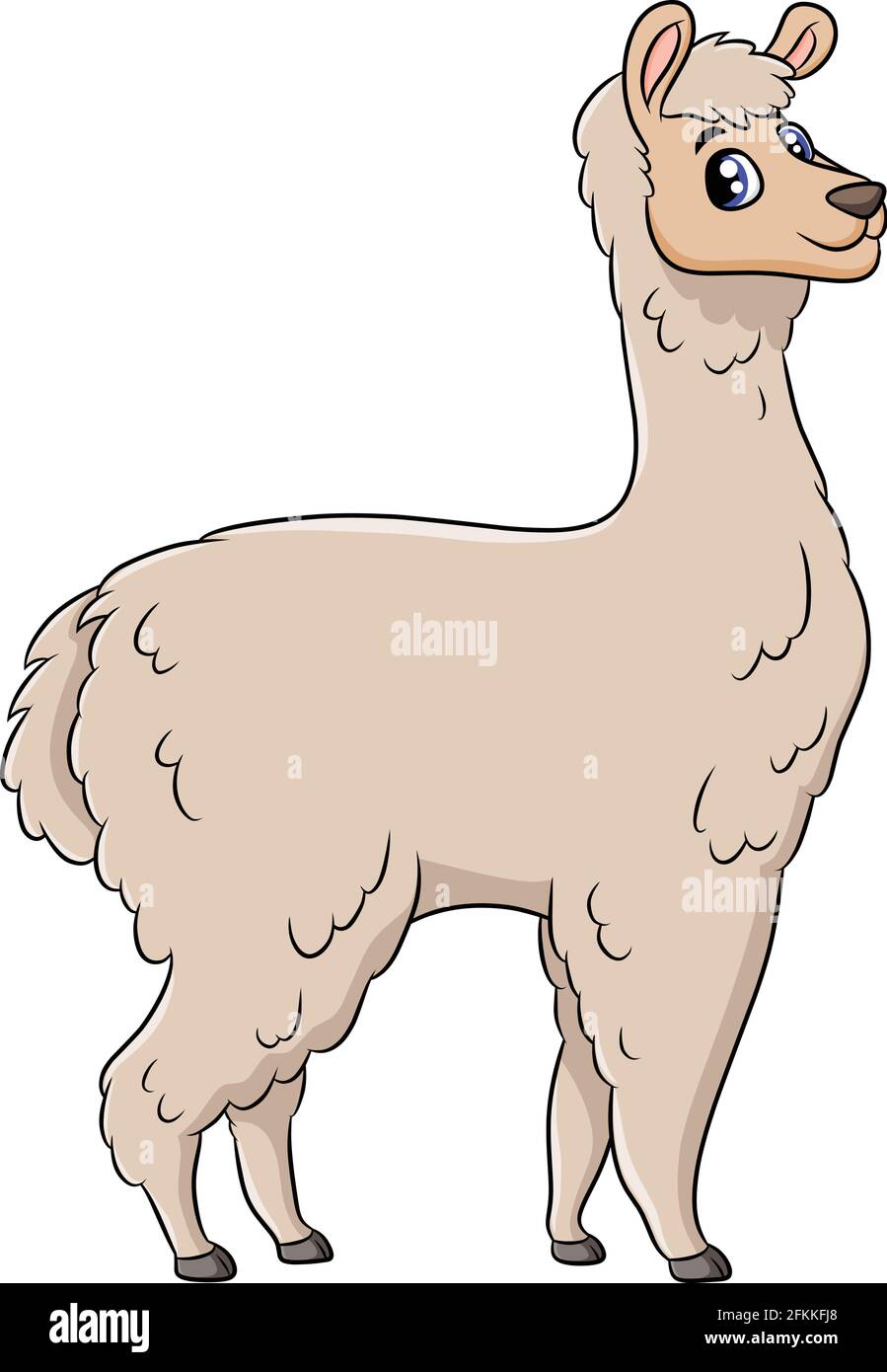 Lindo Alpaca caricatura, animal de granja Ilustración del Vector