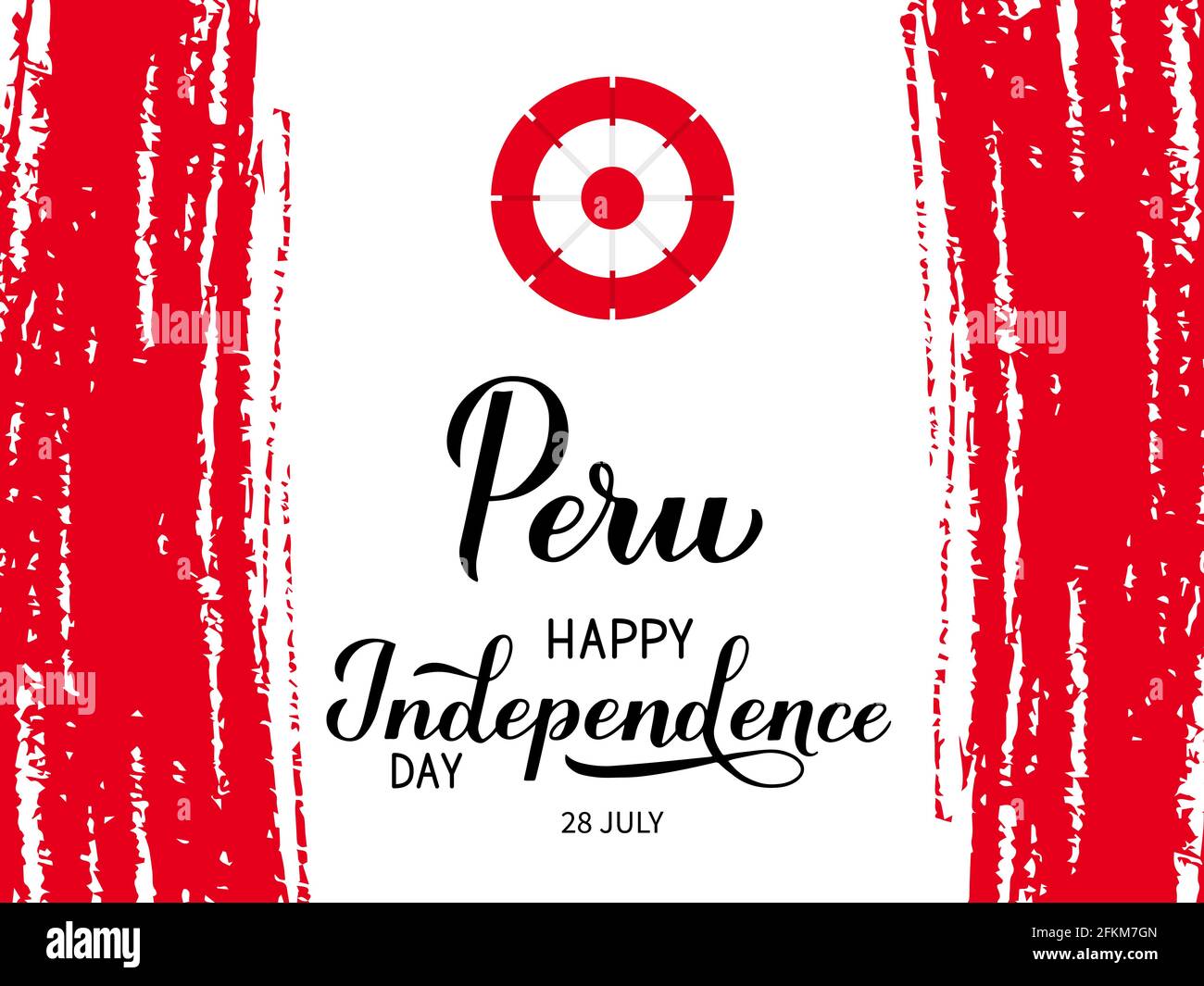 Feliz Perú Día de la Independencia caligrafía letras de mano con