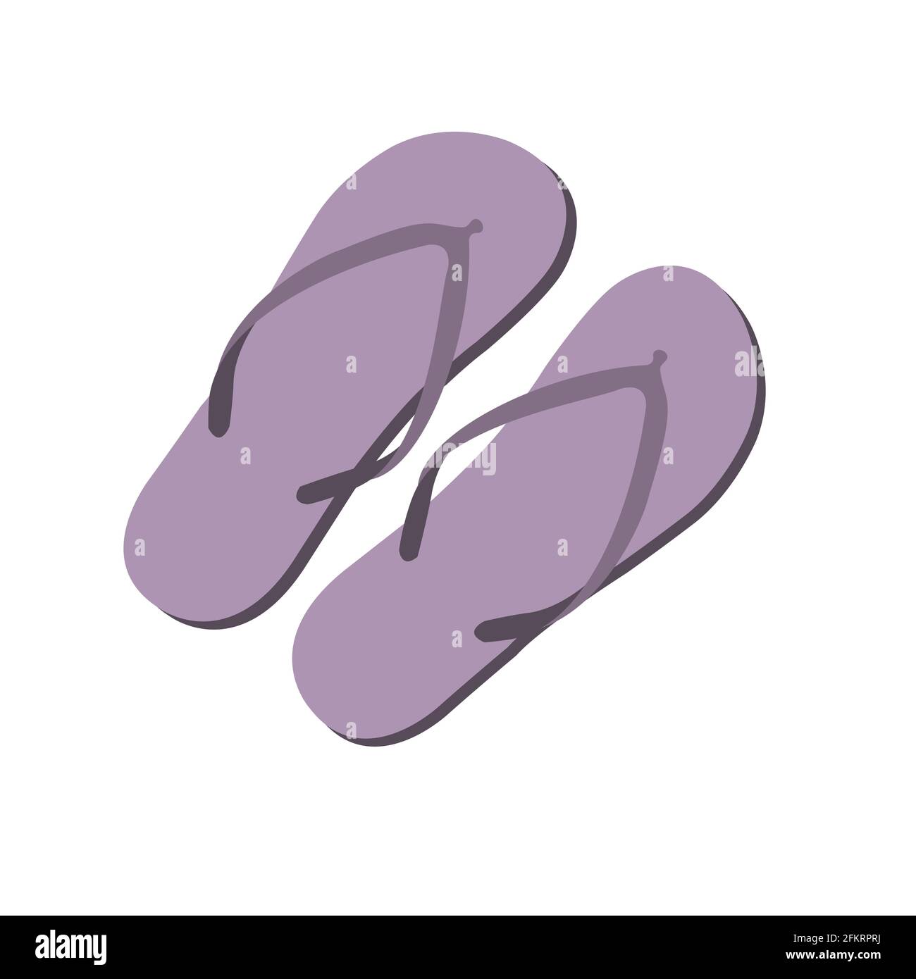 Un par de chancletas púrpura aisladas sobre un fondo blanco. Ilustración de  vector plano en estilo de dibujo animado. Vista superior. Sandalias de  playa Imagen Vector de stock - Alamy