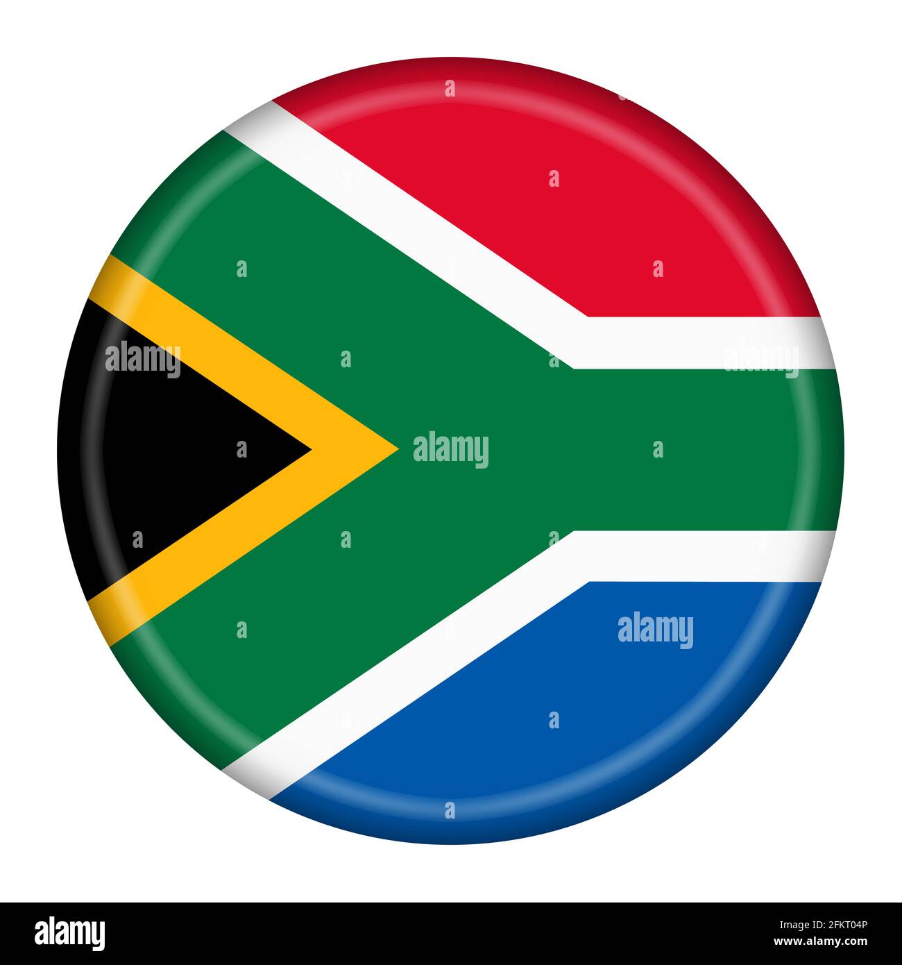 Botón de bandera de la República de Sudáfrica 3D ilustración con recorte ruta Foto de stock