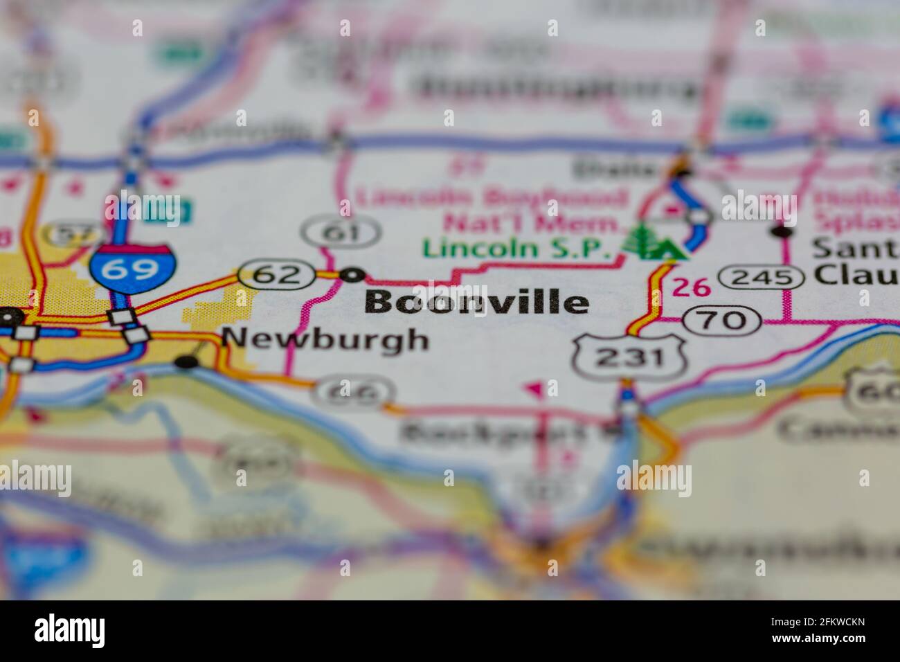 Boonville Indiana USA se muestra en un mapa geográfico o en una
