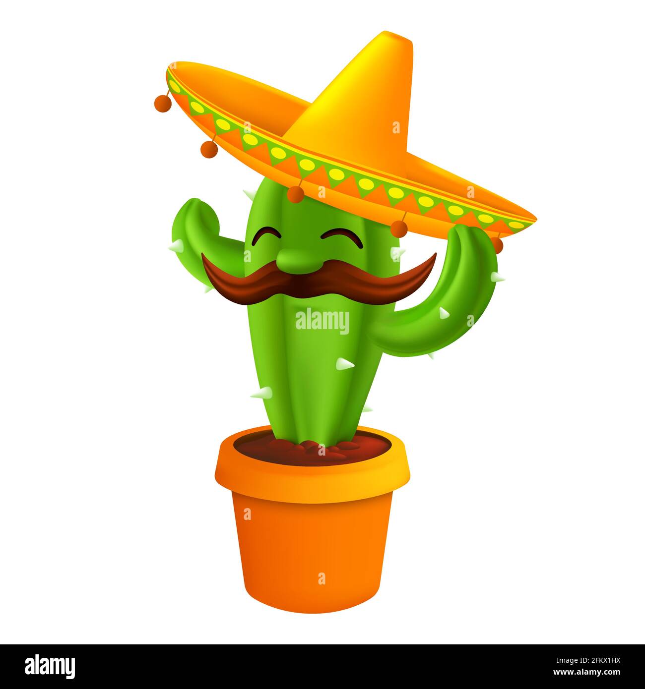 Cactus mexicano con bigotes en sombrero sombrero. Divertido personaje de  dibujos animados aislado sobre fondo blanco. Ilustración vectorial al 5th  de Mayo Cinco de Mayo Imagen Vector de stock - Alamy