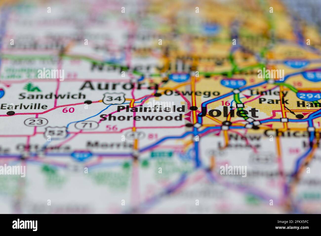 Plainfield Illinois Se Muestra En Un Mapa Geografico O Mapa De Carreteras 2fkx5fc 