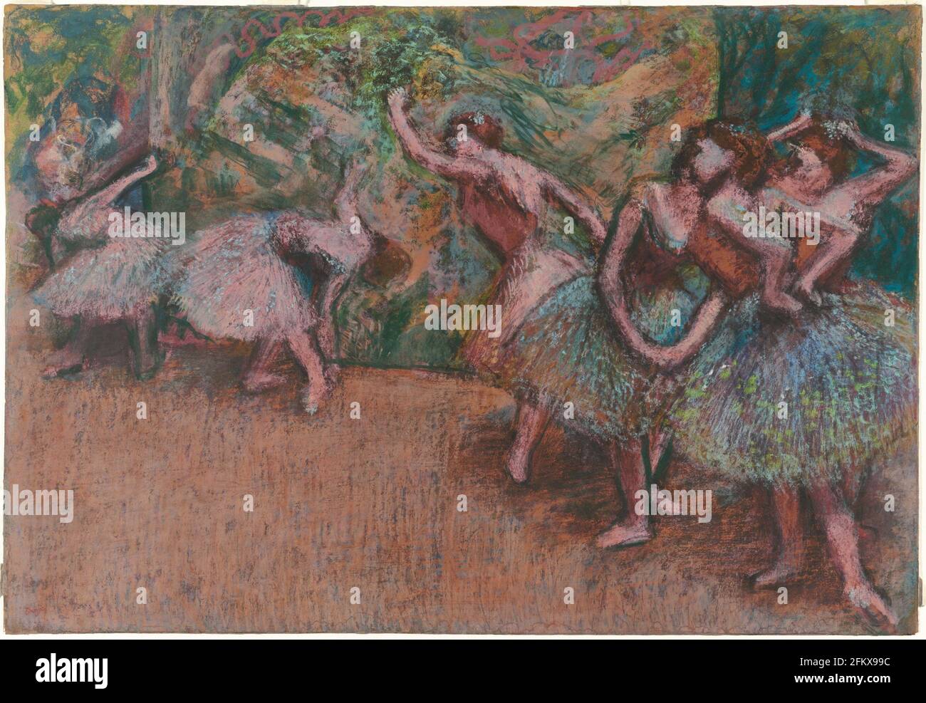 Título: Ballet Escena Creador: Edgar Degas Fecha: c.1907 Medio: Pastel sobre papel de calco transparente verdoso Dimensiones: 76,8x111.2 cms Ubicación: National Gallery of Art, Washington DC, USA Foto de stock