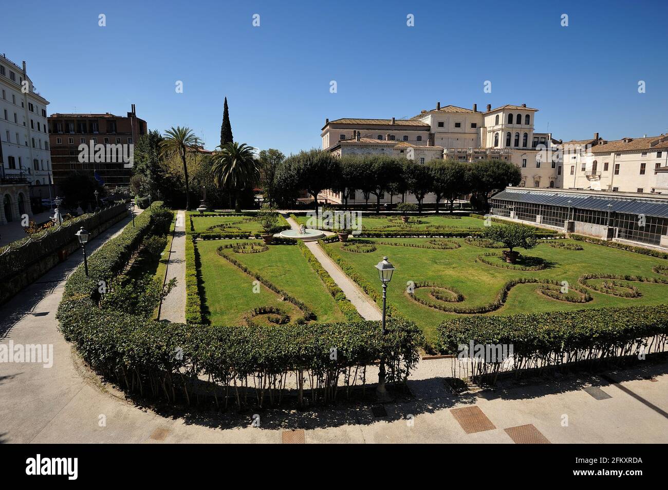 Italia, Roma, el Palazzo Barberini, jardines Foto de stock