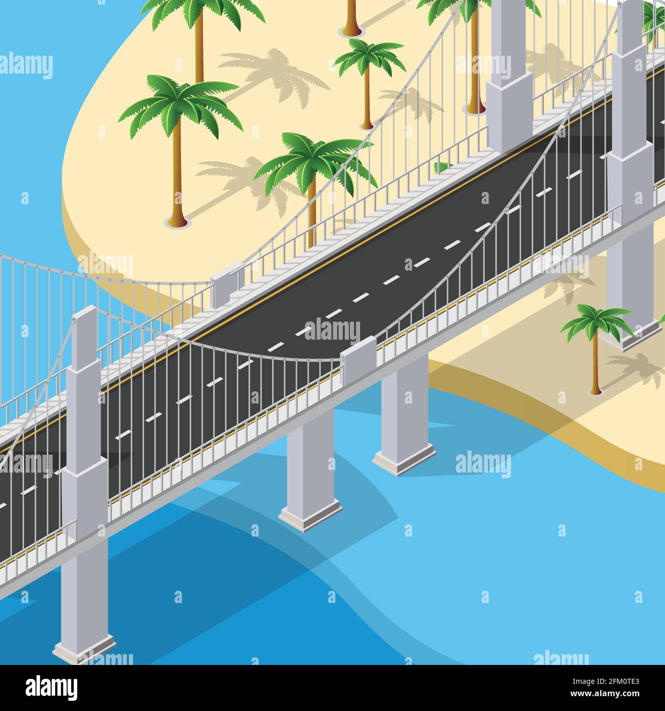 El puente de la infraestructura urbana es isométrico para los juegos Ilustración del Vector