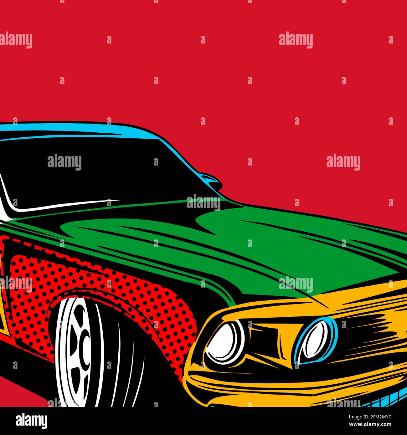 Pop art Colourful coches. Ilustración dibujada a mano. Cubierta retro  brillante. Póster de coche fresco Fotografía de stock - Alamy